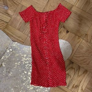 Red smocked mini dress size small